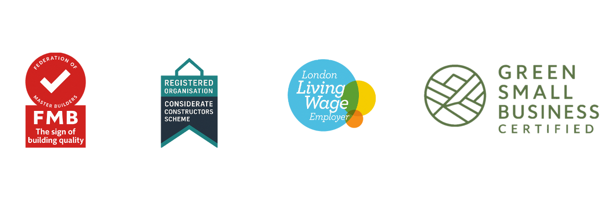 Lamabuild accreditations including Federation of Master Builders and Green Small Business